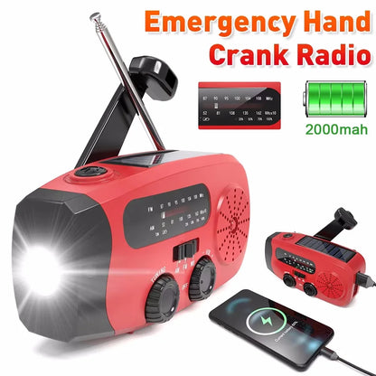Radio de carga Solar ABS carga Solar Radio AM/FM Radio de manivela Solar luz LED de desastre Radio de luz de emergencia para Radio
