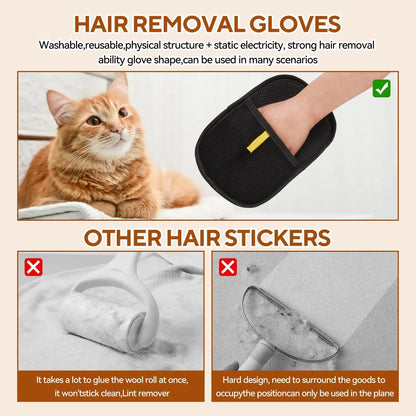 Herramienta de depilación para mascotas, guantes de eliminación estática reutilizables, guantes de aseo de doble cara para mascotas, elimina el pelo de la piel de las mascotas para alfombras