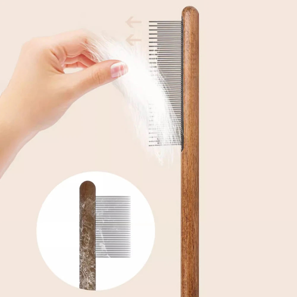 Peine para gatos, cepillo para gatos, pelo largo, peine con aguja para gatos, nudos abiertos para quitar accesorios flotantes para el cabello, peine de fila para mascotas
