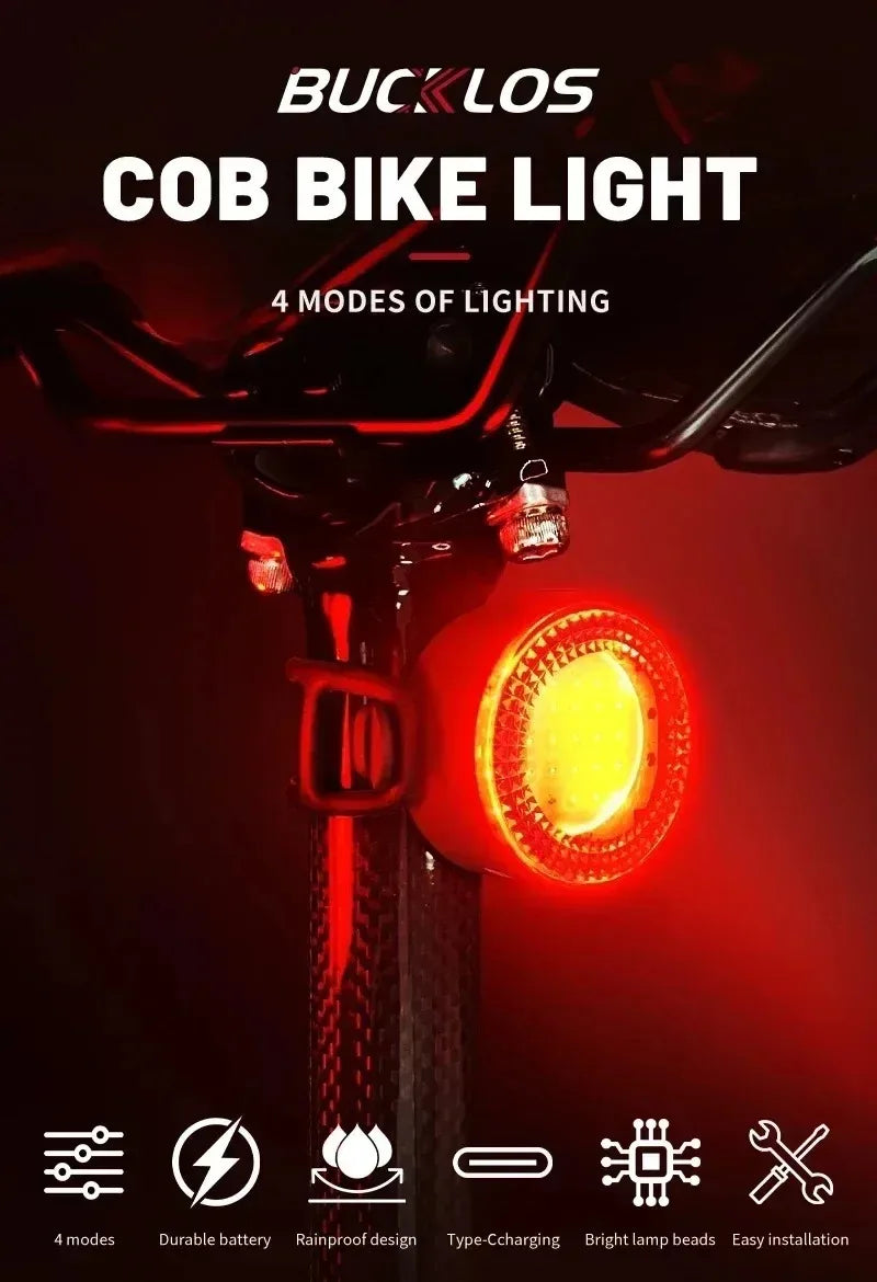BUCKLOS luz trasera de bicicleta luz delantera 1100mAh LED COB lámpara de bicicleta impermeable USB recargable Mtb luces traseras de bicicleta de carretera piezas de bicicleta