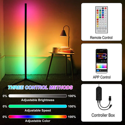 Lámpara de pie de esquina inteligente Tuya de 160cm, iluminación LED RGB regulable, iluminación de ambiente moderna, luces de soporte Alexa para dormitorio, juegos, decoración para sala de estar