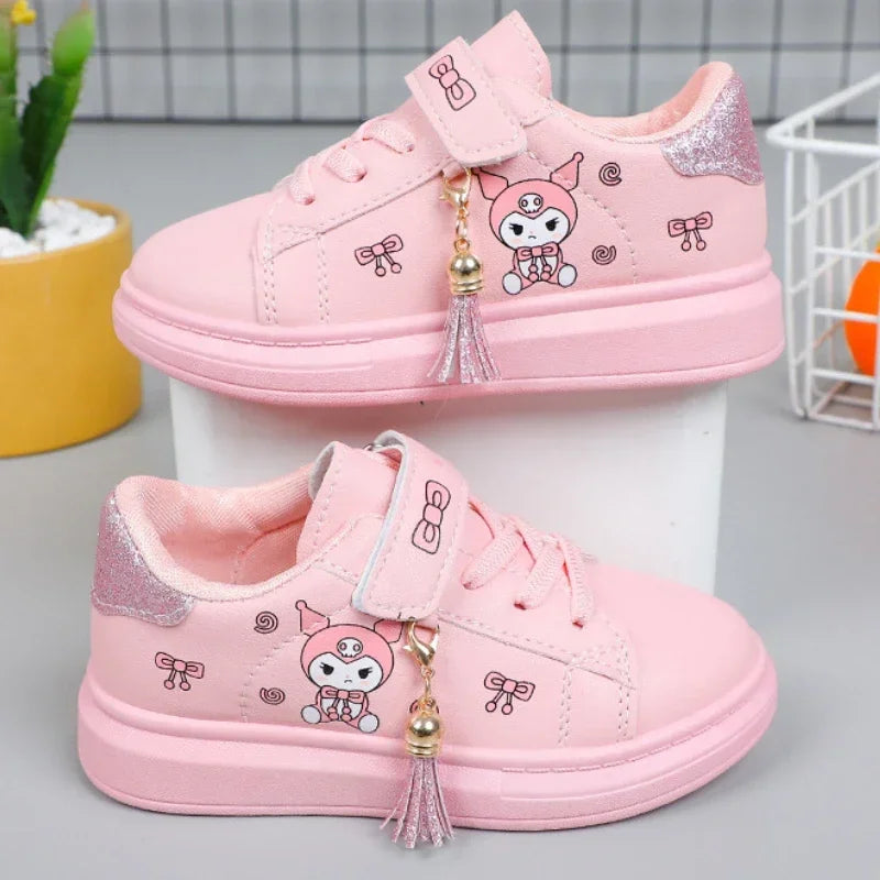 2025 zapatos blancos pequeños para niños, zapatos deportivos informales de fondo plano para estudiantes y niñas, zapatos de placa coreanos de primavera bajos