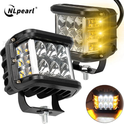 NLpearl-luz LED de trabajo de 4 ", doble cara, lámpara estroboscópica blanca y ámbar, luz intermitente todoterreno para coche, camión, camioneta, barco, Suv