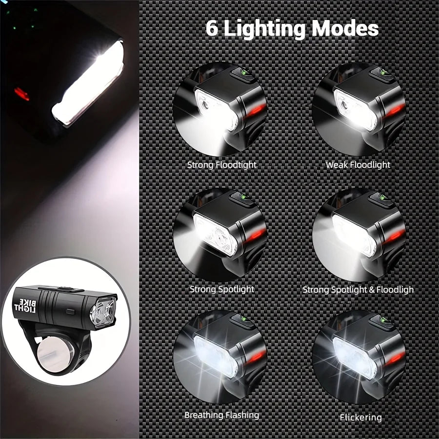 1 unidad, Material plástico, iluminación led, carga USB de faros de bicicleta, adecuado para faros de bicicleta, carrera nocturna, ca