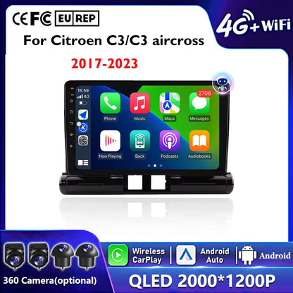Android Auto radio de coche para Citroen C3/C3 aircross 2017-2023 C4/C4 Aircross reproductor multimedia 4G Autoradio GPS estéreo Carplay