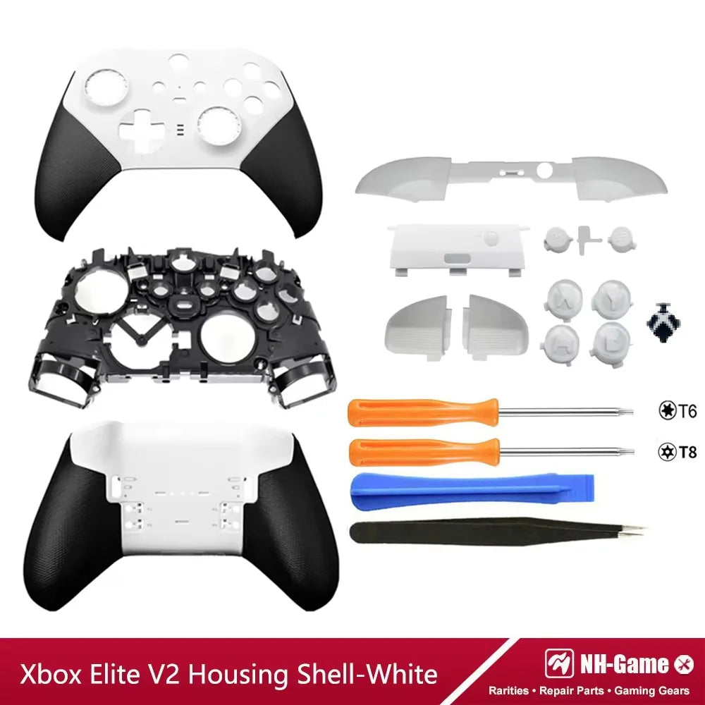 Kit de carcasa de repuesto para controlador Xbox Elite Series 2, funda frontal trasera LB RB, empuñaduras de botón de parachoques, bolsa de transporte