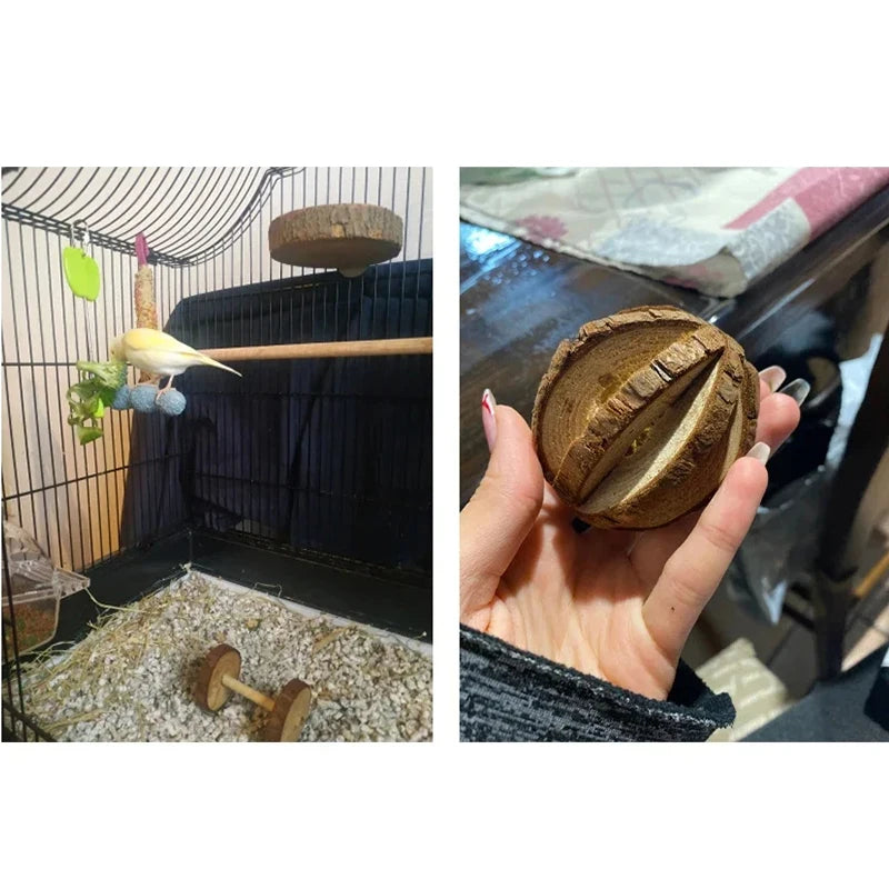 conejillo de indias, conejo, hámster, Animal PEQUEÑO, juguetes con rodillo para mascotas, mancuernas de pino de madera Natural, monociclo, campana para masticar, bola trenzada