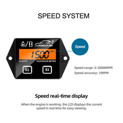 El más nuevo tacómetro Digital LCD para Motor, medidor de horas, tacómetro, pantalla inductiva para motocicleta, Motor de carrera, coche marino, barco