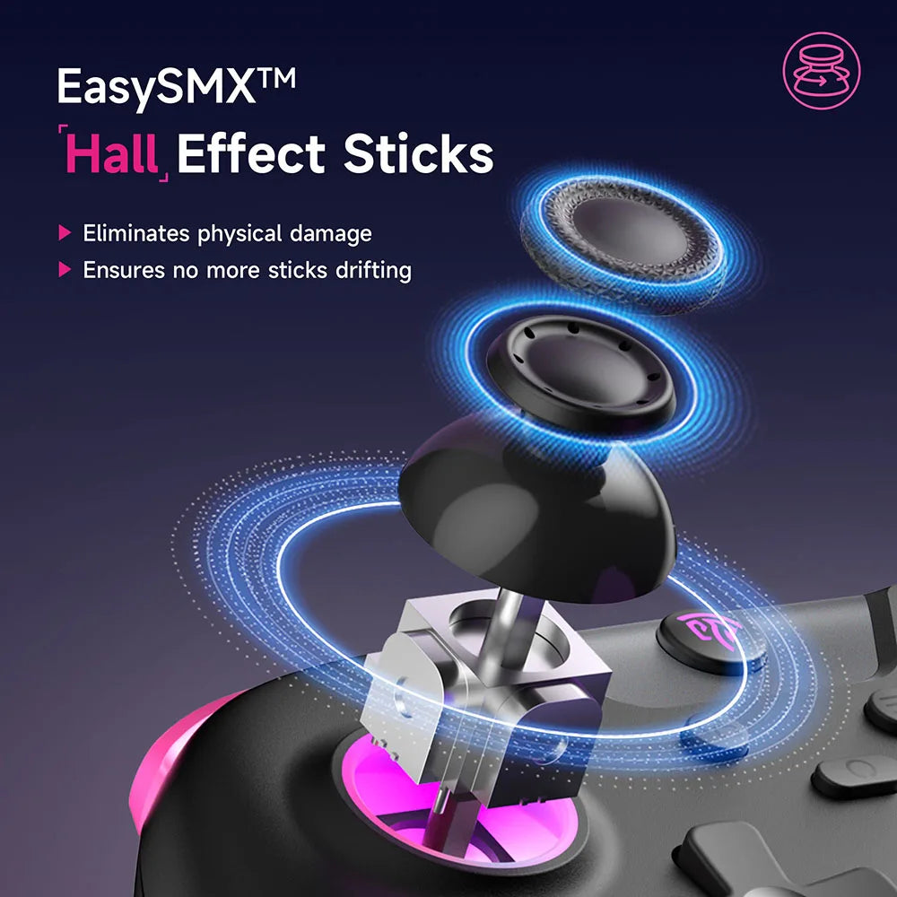 EasySMX X05 Gamepad inalámbrico Controlador de juegos Bluetooth Compatible con PC/teléfono/interruptor/Gamer de vapor, luz RGB, efecto Hall