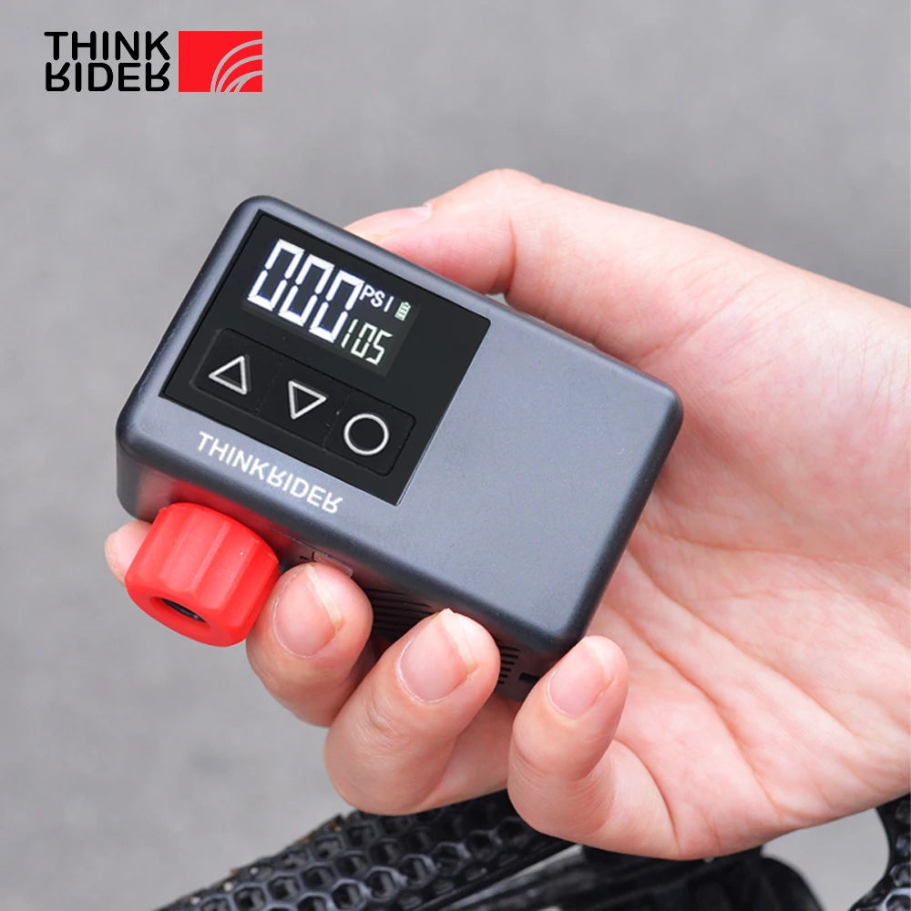 ThinkRider 120 PSI bicicleta de bolsillo portátil bomba de aire eléctrica MINI inflador de neumáticos para bicicleta pantalla de calibre Digital