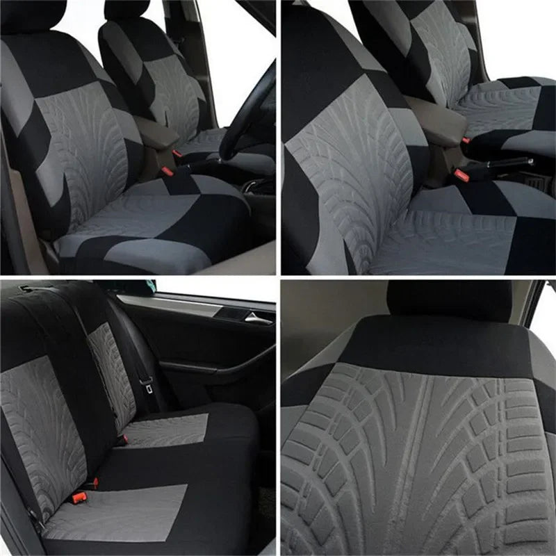 Juego de fundas de asiento de coche bordadas, protección Universal para asiento de coche Dacia Duster Sandero Renault Clio Fiat Panda Lancia Ypsilon