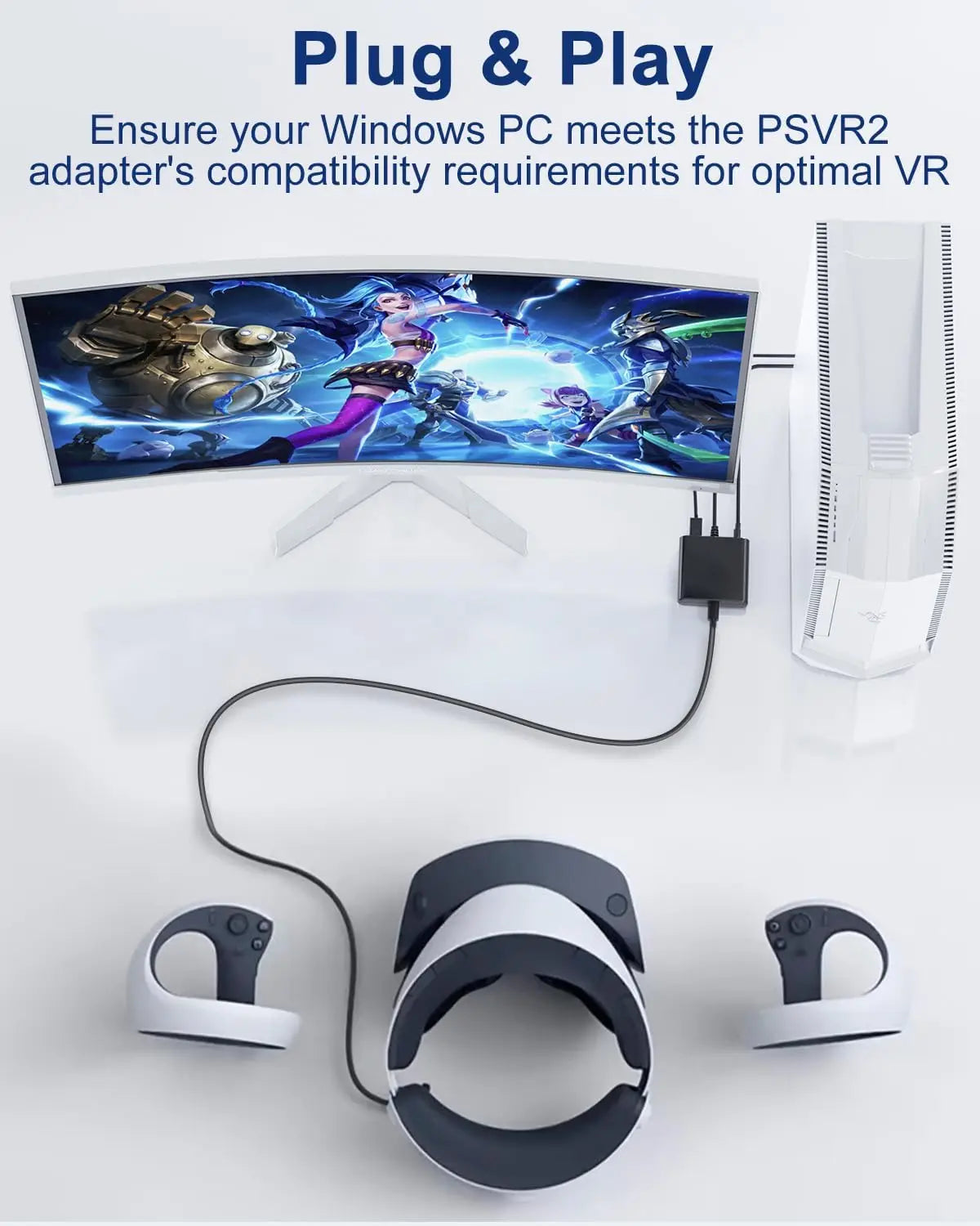 Aolion para PS VR2 adaptador de PC adaptador de ordenador para consola PS5 para Windows PC convertidor accesorios de juego