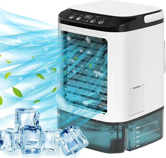 Aire acondicionado portátil, ventilador de escritorio con doble pulverización, atomización ultrasónica, Enfriador de aire silencioso de 3 velocidades, luz nocturna, ventilador eléctrico para el hogar