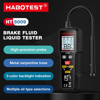 Probador de líquido de frenos Digital, Detector de aceite de frenos de coche para DOT3/DOT4/DOT5.1, retroiluminación, sonda Flexible, analizador de humedad de aceite de frenos