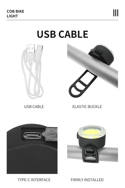 BUCKLOS luz trasera de bicicleta luz delantera 1100mAh LED COB lámpara de bicicleta impermeable USB recargable Mtb luces traseras de bicicleta de carretera piezas de bicicleta