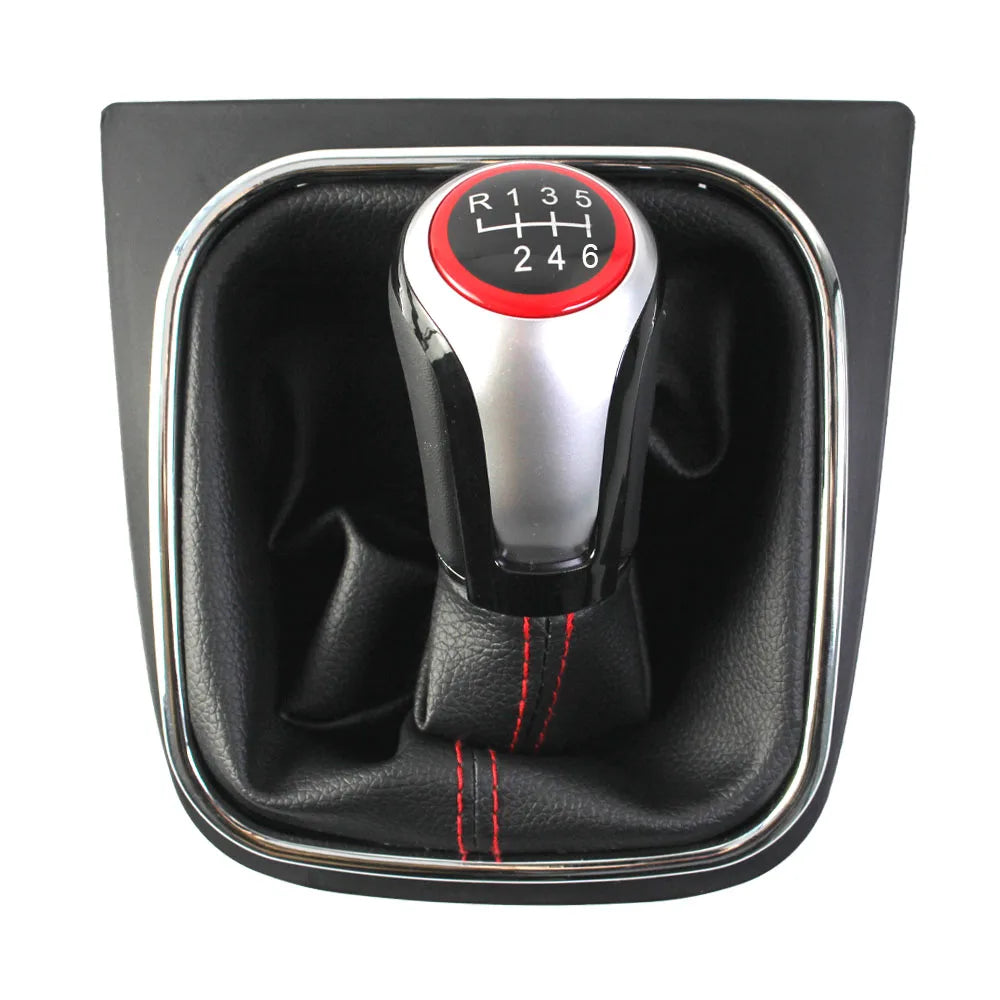 Nuevo Perilla de palanca de cambios MT 5 de 6 velocidades para VW Golf 5 6 R32 GTI GTD MK5 MK6 Jetta Scirocco con cuello de cubierta de bota de polaina de cuero
