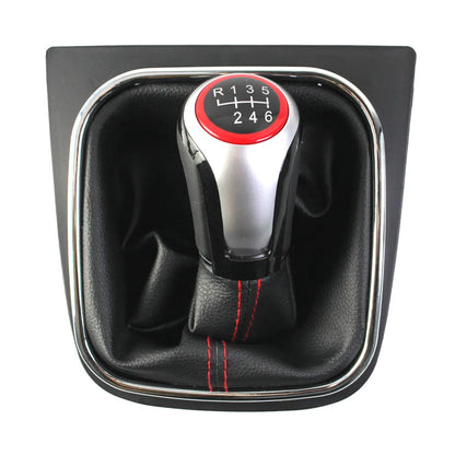 Nuevo Perilla de palanca de cambios MT 5 de 6 velocidades para VW Golf 5 6 R32 GTI GTD MK5 MK6 Jetta Scirocco con cuello de cubierta de bota de polaina de cuero