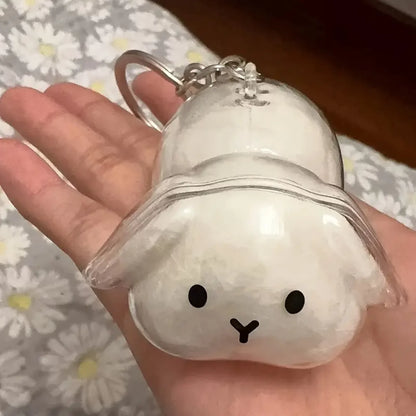 Botella de recuerdo de pelo de conejo transparente, cápsula de almacenamiento de pelo de mascota, llavero, regalo pensativo para amantes y propietarios de conejos