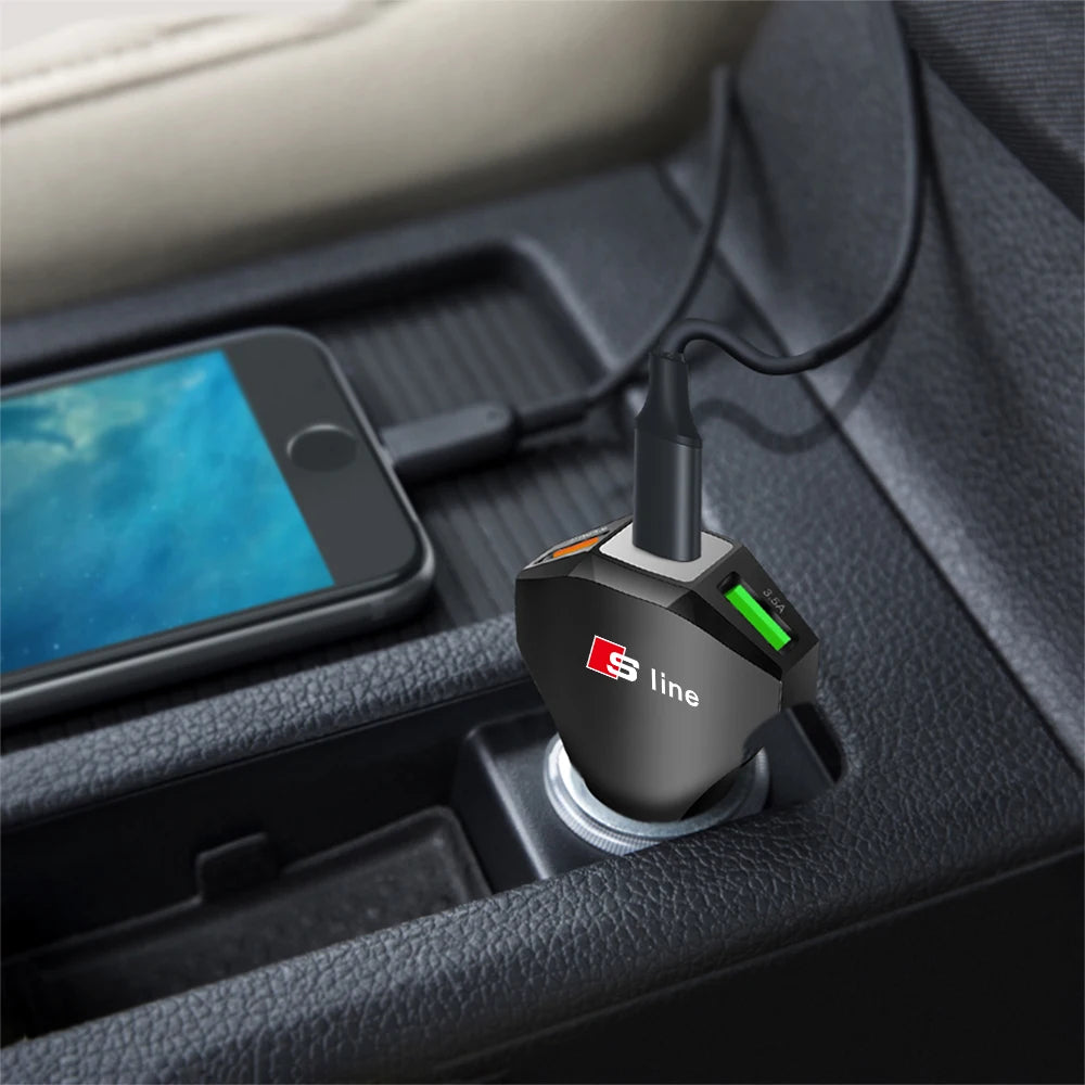 Cargador de coche con puertos USB tipo C, adaptador de carga súper rápida para Audi Sline Quattro RS S TT A1 A2 A3 A4 A5 A6 A7 A8 Q1 Q2 Q3 Q4 S4S