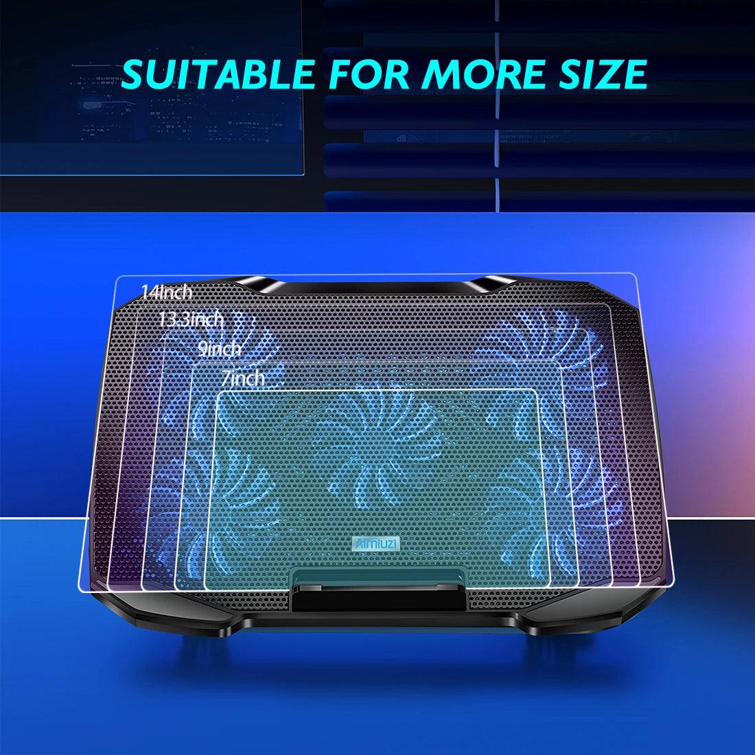 COOLCOOLD Almohadilla de enfriamiento para computadora portátil para soporte enfriador para computadora portátil de 12-17 pulgadas, 5 ventiladores silenciosos, 5 ángulos ajustables con soporte para teléfono