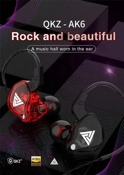 Nuevos auriculares deportivos con micrófono, auriculares con cable de 3,5mm QKZ AK6, auriculares internos para iPhone, auriculares estéreo con micrófono en la oreja para carreras