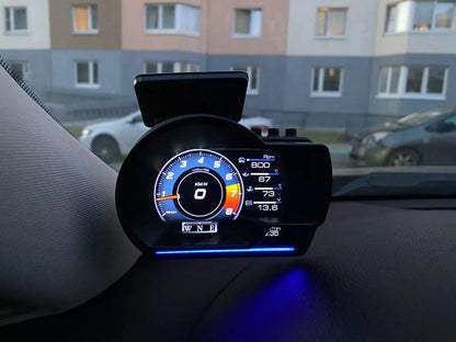 El más nuevo A501 pantalla frontal de coche OBD2 Smart Car HUD Turbo Gauge odómetro Digital alarma de seguridad temperatura de agua y aceite RPM medidor automático