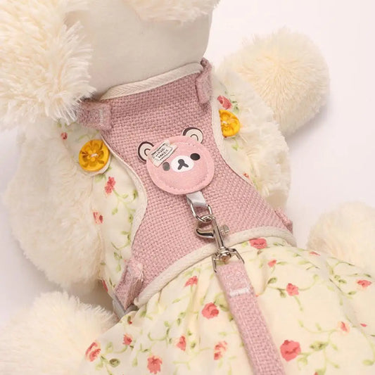 Precioso chaleco pequeño para mascotas, correa para el pecho, correa para perro, cuerda de tracción para caminar, perro, gato, conejito, arnés, Collar para caniche, correa, accesorios para perros