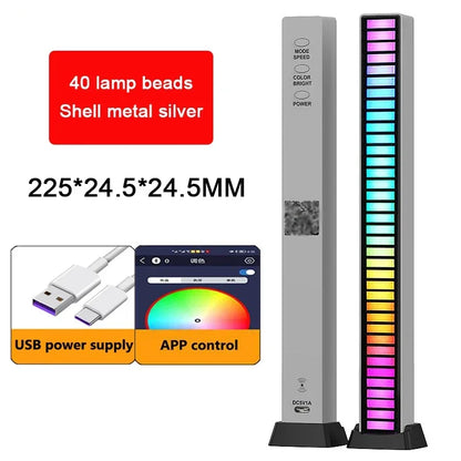 Tira de luces LED RGB, Control de sonido y música, lámpara ambiental de ritmo, luces nocturnas de ambiente para Bar, coche, habitación, TV, decoración para juegos