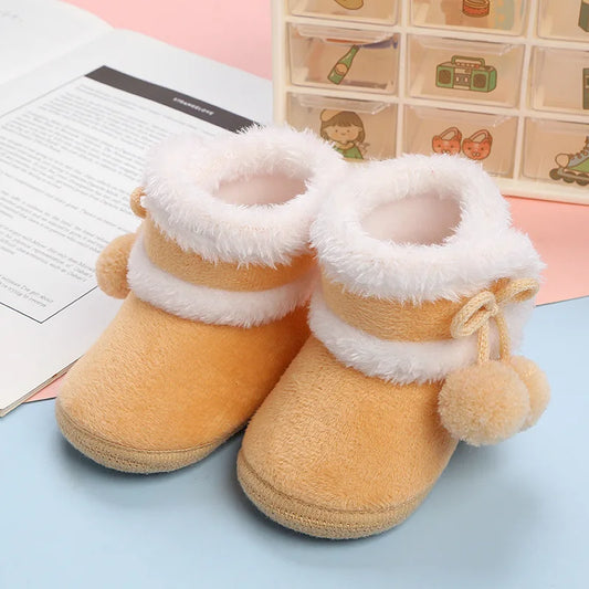 Botas cálidas de invierno para recién nacidos, zapatos de bebé, zapatillas de deporte para niños y niñas, zapatos planos de fondo suave para niños, botas de nieve cálidas de 0 a 18M