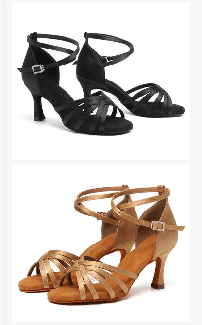 Zapatos de baile latino con suelas de gamuza para mujer, zapatos de baile de Tango Indood, tacones cubanos, tacón alto para fiesta, zapatos de baile de salón, venta al por mayor