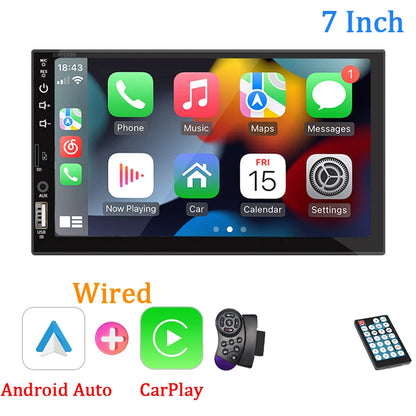 Radio de coche de 7 pulgadas, 1 Din, Carplay, Android, reproductor Multimedia para coche, pantalla táctil HD, entrada FM AUX, Bluetooth MirrorLink, Autoradio Universal