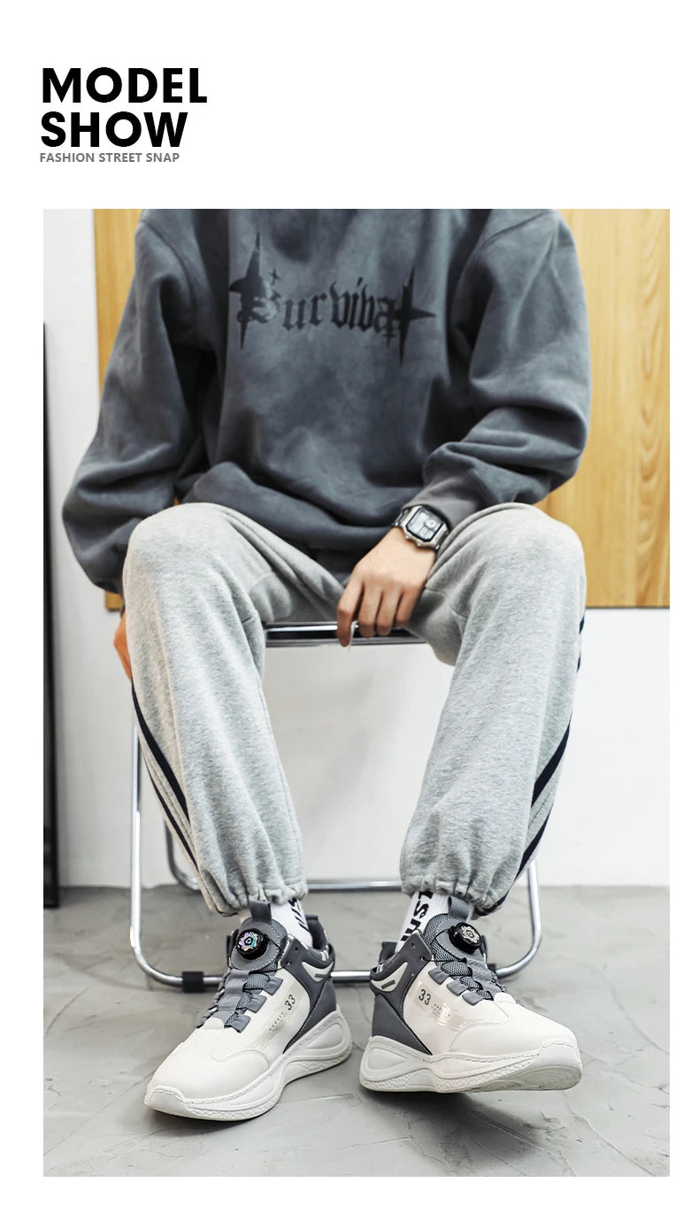 Zapatillas de deporte para hombre con hebilla giratoria, cómodas, antideslizantes, con cordones, duraderas, para actividades al aire libre