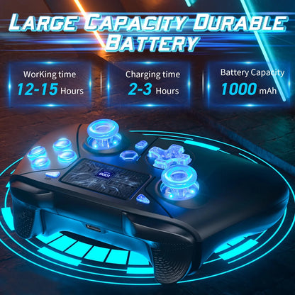 Controlador inalámbrico para consolas PS4, Compatible con Ps4 /Slim/Pro/ PC,gamepads, Compatible con función Turbo con luz de botón RGB