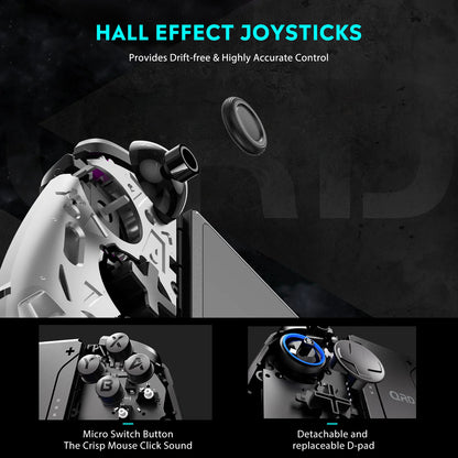 Joy-pad inalámbrico con luz QRD Stellar T5 Original con luces RGB para Switch/Lite/OLED/Switch 2, con programable, Turbo y Macro