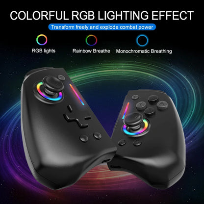 LinYuvo KS42 Joy-pad inalámbrico con luz de meteoros con luces RGB de 8 colores para interruptor/Lite/OLED, con programable, Turbo y vibración
