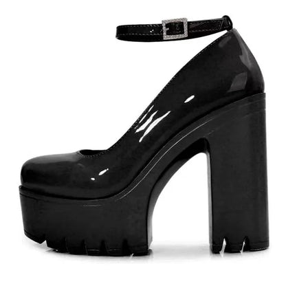 Zapatos sexis de suela gruesa para mujer, tacones altos de 14CM, hebilla de moda europea americana, tacones de plataforma para mujer, zapatos de novia