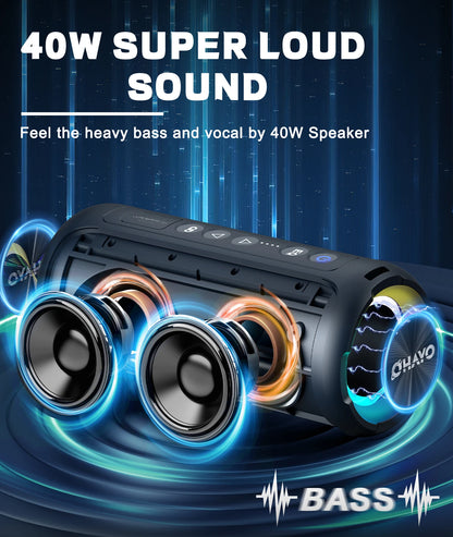 Altavoces Bluetooth Ortizan 40W altavoz inalámbrico portátil para exteriores con graves mejorados 30 horas IP7 altavoz de ducha impermeable Bluetooth 5,3