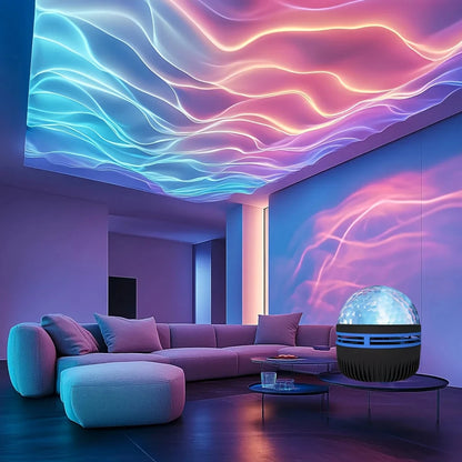 Proyector de galaxia con ondas de agua LED, luz RGB con Control remoto inteligente, lámpara de estrella Aurora, KTV, alimentado por USB, rotación automática, para el hogar y el dormitorio
