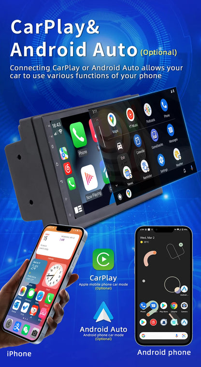 Reproductor Multimedia Universal de 7, 9 y 10 pulgadas pantalla coche android auto con GPS carplay inalambrico WIFI, CarPlay inalámbrico, Android 13, 2 Din, Radio FM, RECEPTOR ESTÉREO sistemas inteligentes de coche