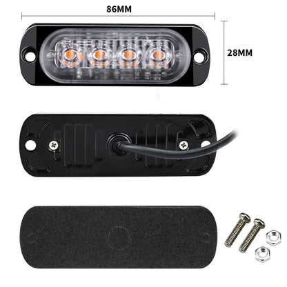 4x 4LED luz de advertencia de coche luz de avería de parrilla coche camión remolque baliza lámpara LED luz lateral ámbar para coches 12V - 24V