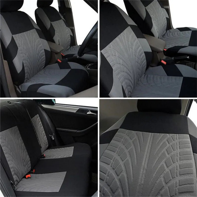 Juego de fundas de asiento de coche bordadas, protección Universal para asiento de coche Dacia Duster Sandero Renault Clio Fiat Panda Lancia Ypsilon