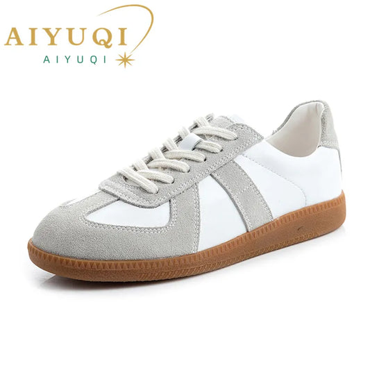 AIYUQI, zapatillas de deporte para mujer, novedad de 2025, zapatos de entrenamiento moral de cuero genuino para mujer, zapatos planos informales de primavera para mujer