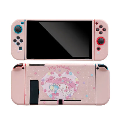 La melodía es adecuada para la cubierta anticaída de color suave de silicona Nintendo OLED, funda protectora desmontable para consola de juegos portátil NS