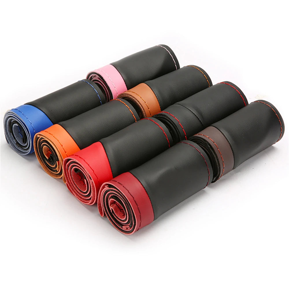Protector de fibra de carbono para volante de coche, cubierta Universal para coser a mano, Protector de cuero de punto DIY, cubierta trenzada para volante de 38 cm