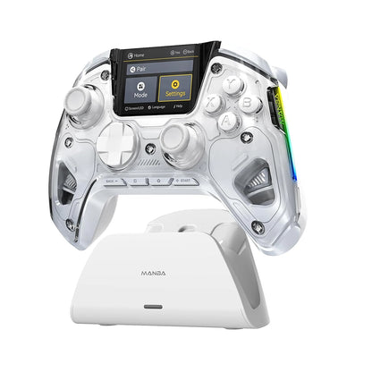 Controlador de juegos inalámbrico con pantalla interactiva para Switch/PC/iOS/Android, palo de efecto Hall, luz RGB de 1800mAh con base de carga