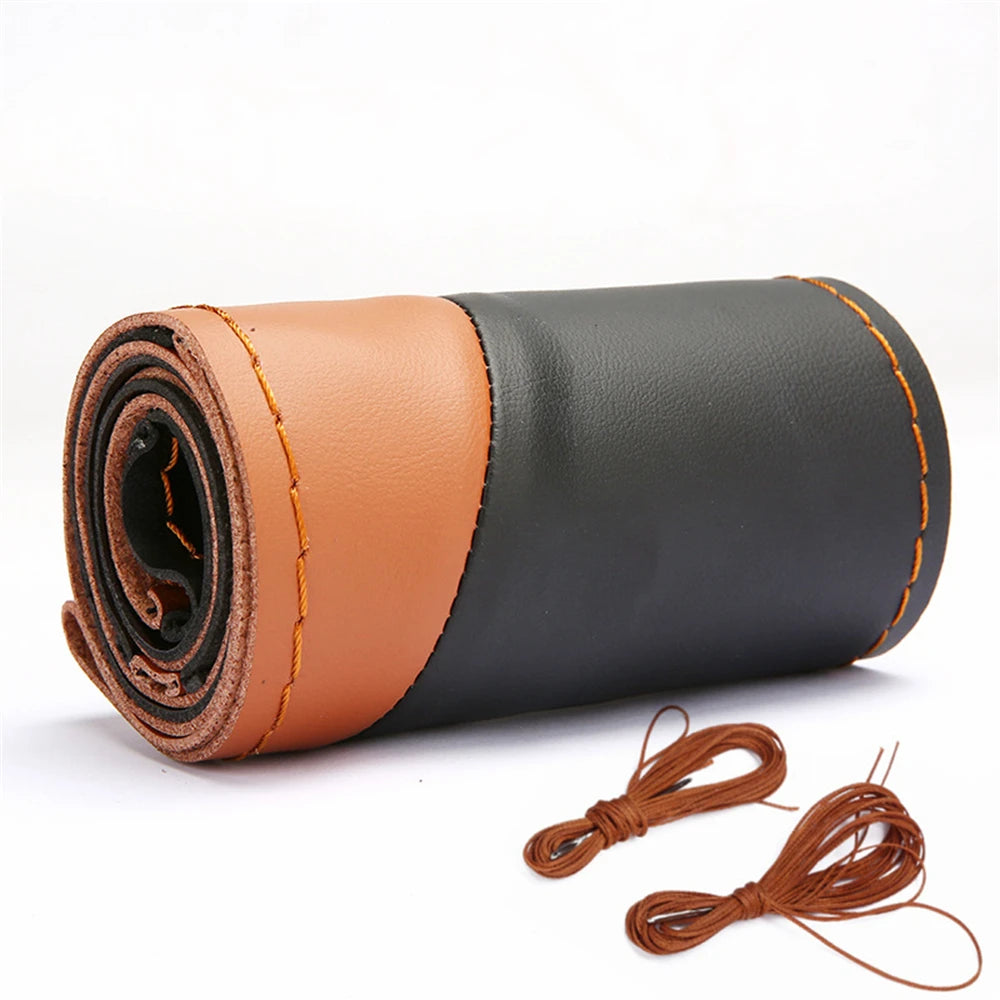 Protector de fibra de carbono para volante de coche, cubierta Universal para coser a mano, Protector de cuero de punto DIY, cubierta trenzada para volante de 38 cm
