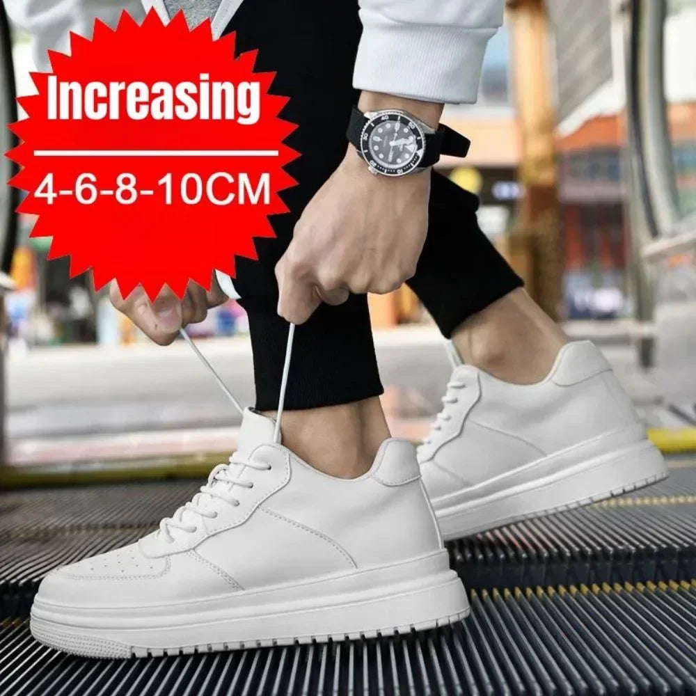 PDEP, nuevos zapatos con aumento De altura para Hombre, Zapatillas con elevador Invisible De 10cm, Zapatillas deportivas De cuero blanco, Zapatillas De Hombre talla grande 46