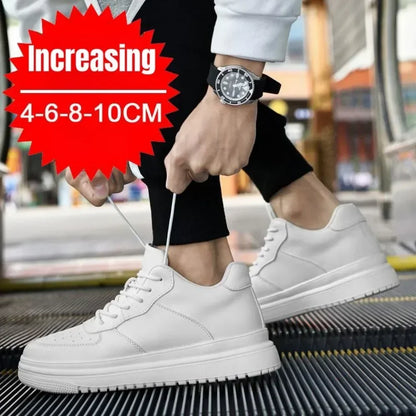 PDEP, nuevos zapatos con aumento De altura para Hombre, Zapatillas con elevador Invisible De 10cm, Zapatillas deportivas De cuero blanco, Zapatillas De Hombre talla grande 46