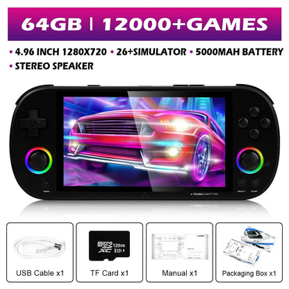 Consola de juegos portátil Trimui Smart Pro, 128G, 256G, pantalla IPS de 4,96 pulgadas, sistema Linux, Joystick, iluminación RGB, reproductor de videojuegos Retro, nuevo