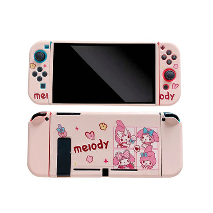 La melodía es adecuada para la cubierta anticaída de color suave de silicona Nintendo OLED, funda protectora desmontable para consola de juegos portátil NS